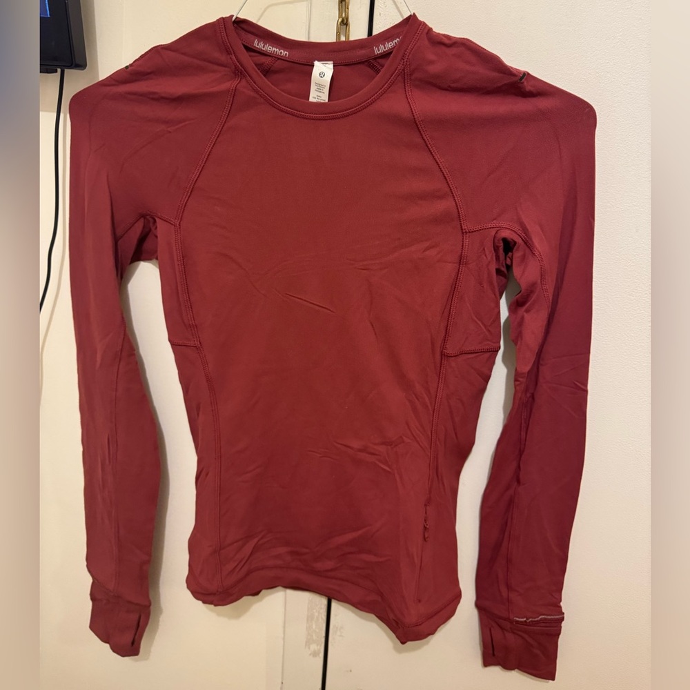Lululemon Its Rulu Run Long Sleeve Red Top Shirt